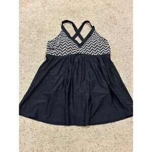 Swimsuits for All Size 20 1-piece Swim Dress Black White Padded Swim Suit A24